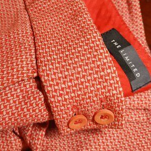 THE LIMITED Orange/Cream Houndstooth Mid-Rise Straight Leg Trousers